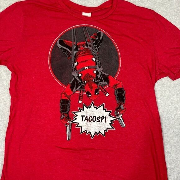 Deadpool Marvel Men's Shirt Size Extra Large Red Graphic Tee Short Sleeve Taco - Picture 3 of 6